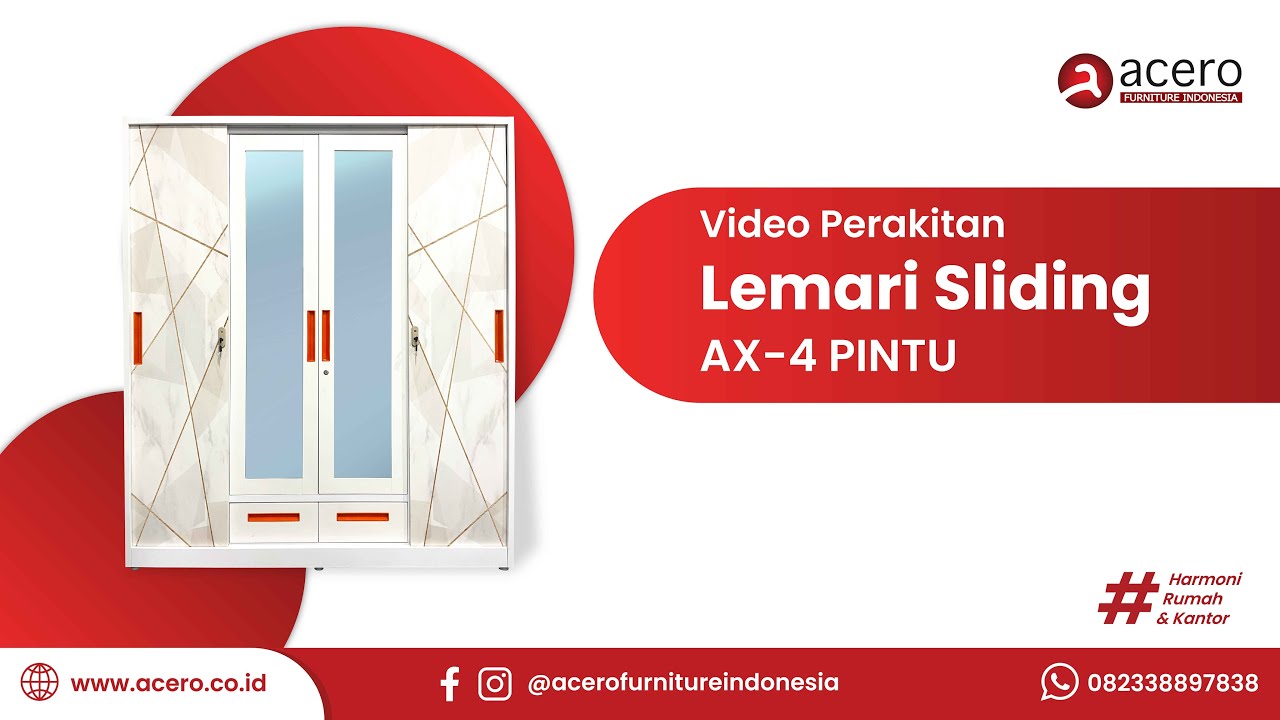 TUTORIAL PERAKITAN LEMARI SLIDING AX-4 PINTU | ACERO FURNITURE INDONESIA | LEMARI SLIDING AX-4 PINTU
