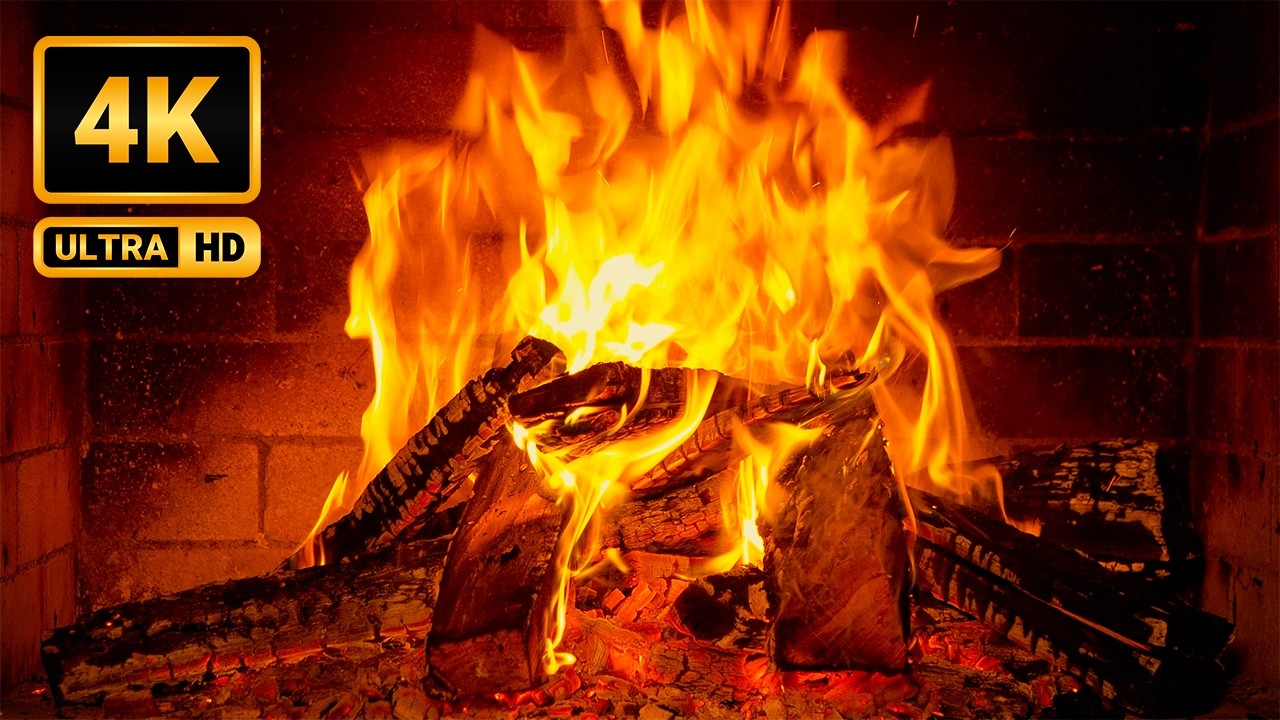 Cheerful Bossa Nova Music & Fireplace 4K | Cozy Fire Sounds with Jazz Playlist for Relaxation