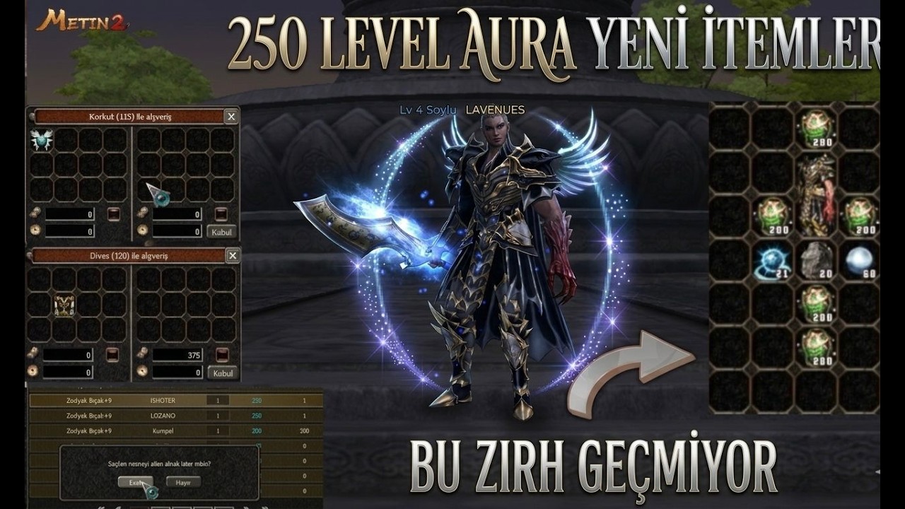 250 LV AURA ALDIM🔥YİNE BİR ZIRH BASMA LANETİ 🥺 YENİ İTEMLER ✅ METİN2 TR LUCİFER 5 #metin2tr #metin2