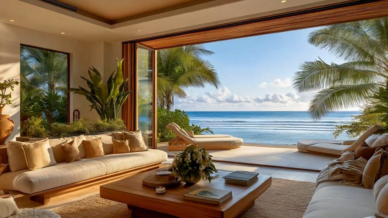 3 Hours of Luxury Tropical Villa Ambience 🌊 Relaxing Ocean Waves for Deep Sleep & Study