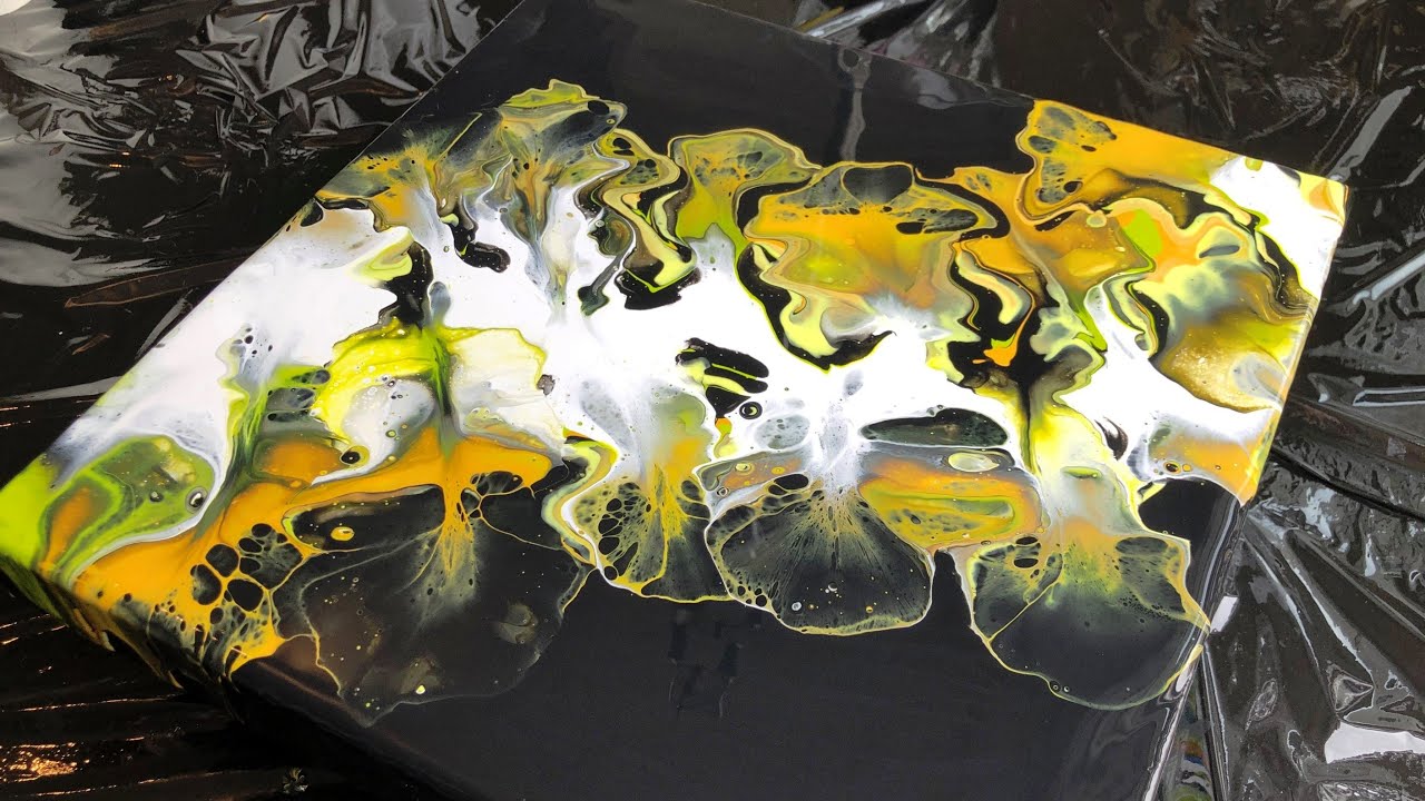 Dutch pour without hair dryer | Acrylic pouring technique | Black negative space