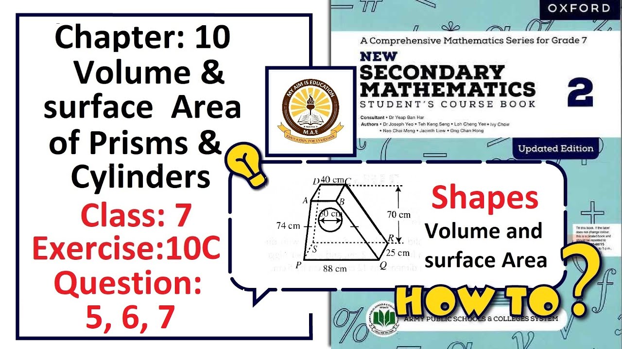 Exercise 10C Question 5, 6, 7 – (Volume)  Complete solution – APS Math Class 7.