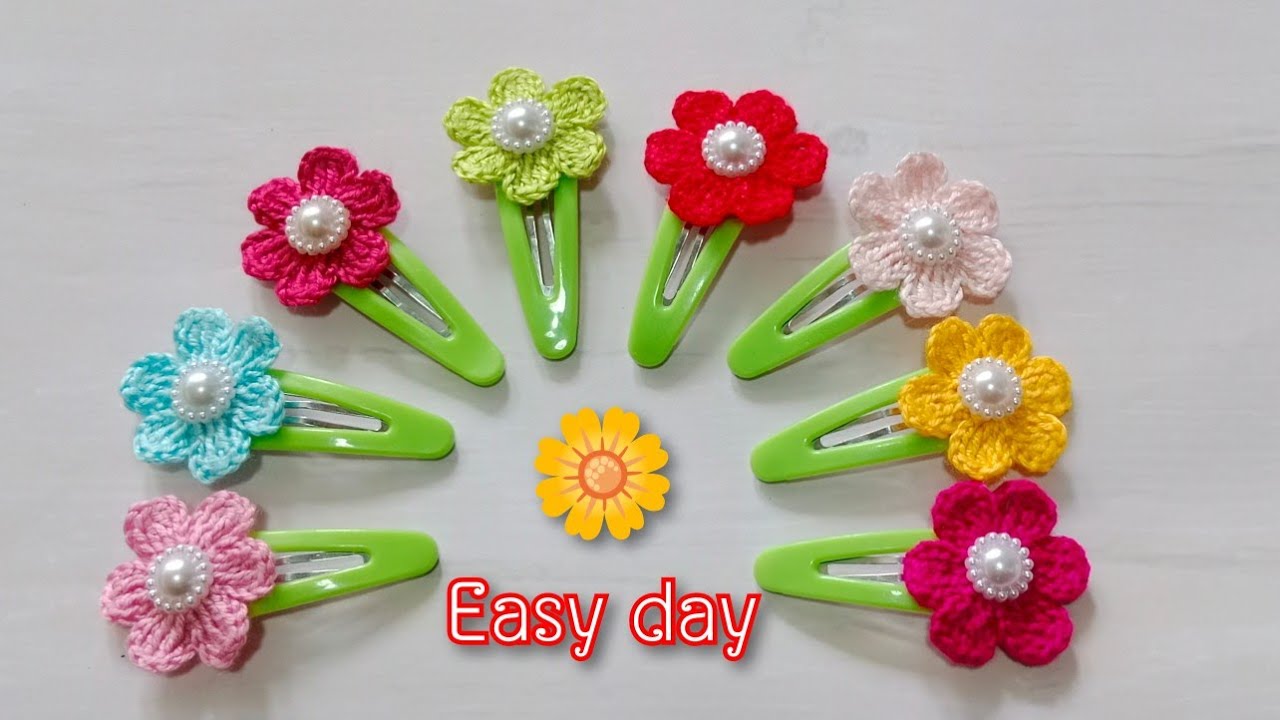 ถักกิ๊บติดผมโครเชต์ Crochet hair clips🎉💯