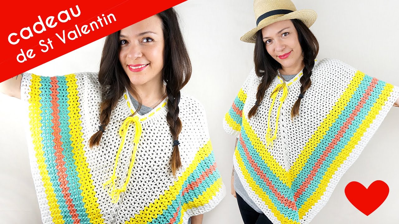 TUTORIEL CROCHET TRES JOLI PONCHO INDIEN  FACILE  ET  RAPIDE
