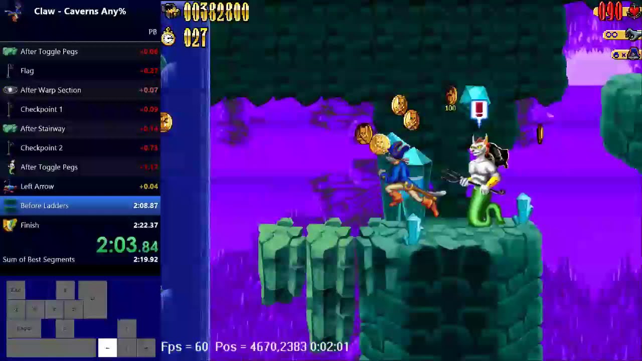 Claw - Level 11 - Caverns any% glitchless speedrun in 2:14.04 (WR)
