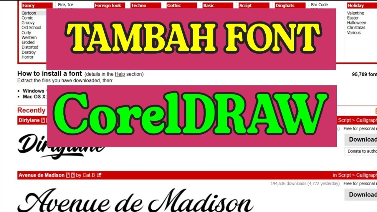 CARA NAMBAH FONT DI CORELDRAW || DaFont