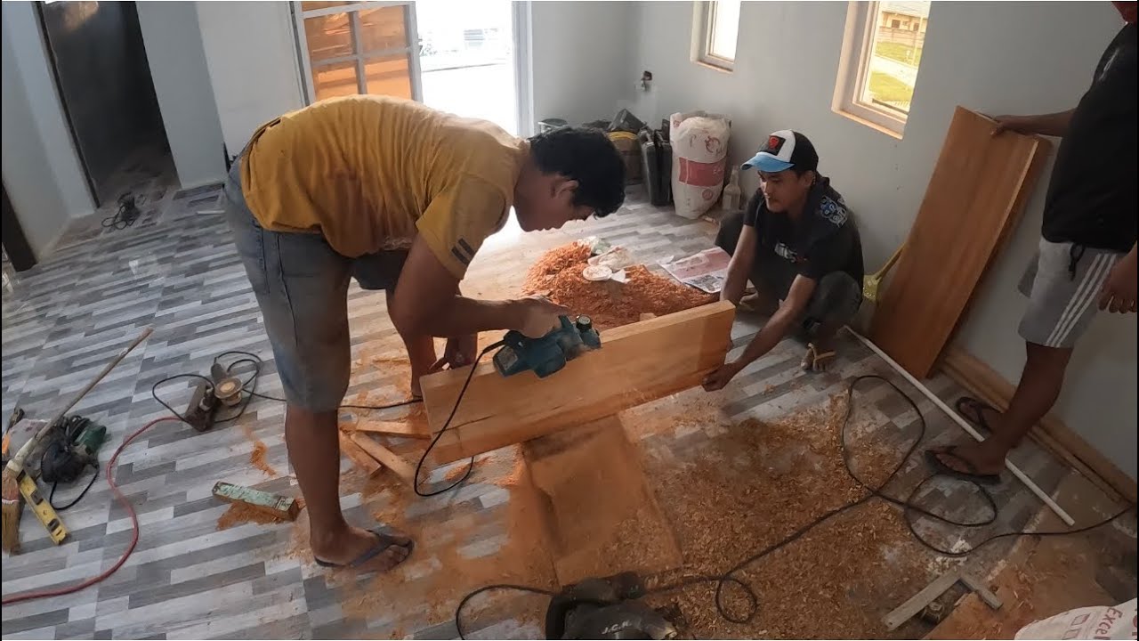 Mahogany woodplanks for stair Installation