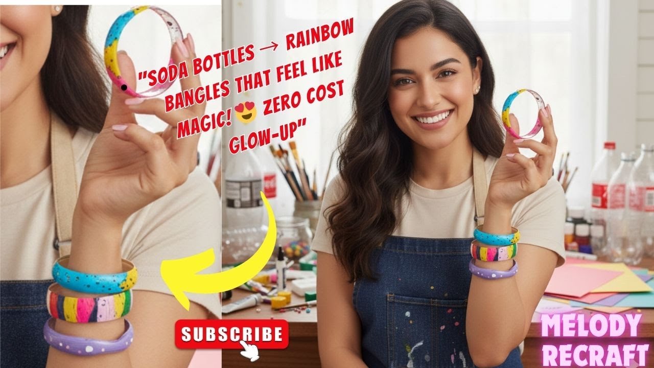 🌈✨Soda Bottles → Rainbow Bangles That Feel Like Magic!  Zero Cost Glow Up