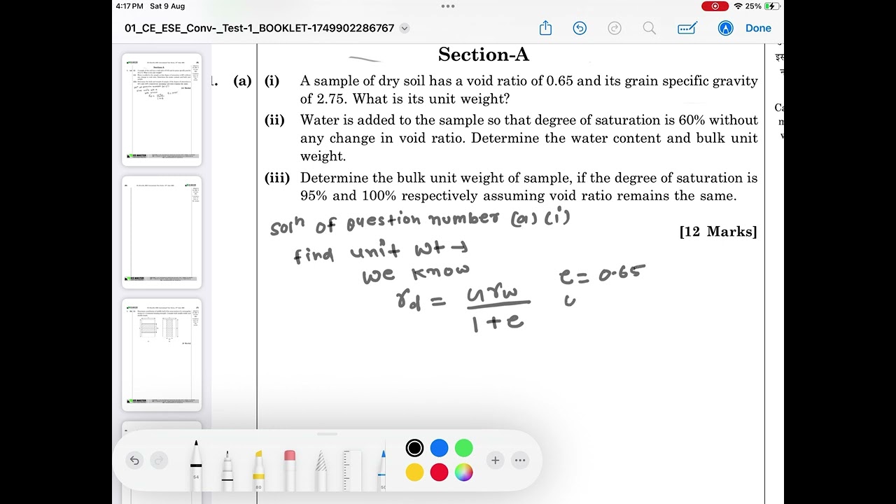 Ies master conventional test 1 question number a(1) solution 