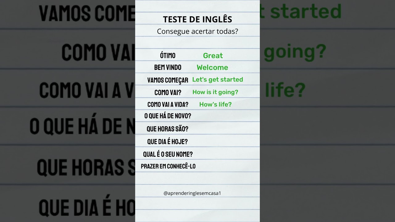 INCR&Iacute;VEL! TESTE DE INGL&Ecirc;S PARA INICIANTES