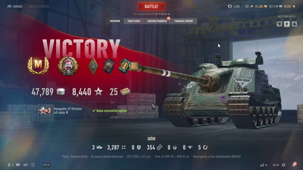World Of Tanks AMX AC 46 ACE Gameplay! [HD & NO COMMENTARY]