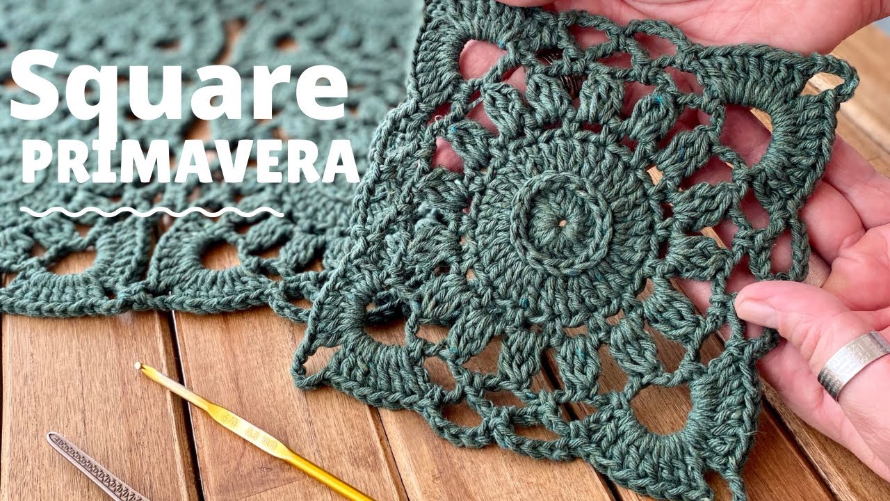 SQUARE PRIMAVERA - Quadradinho de Crochê - com passo a passo da emenda do Square - LINDO E FÁCIL