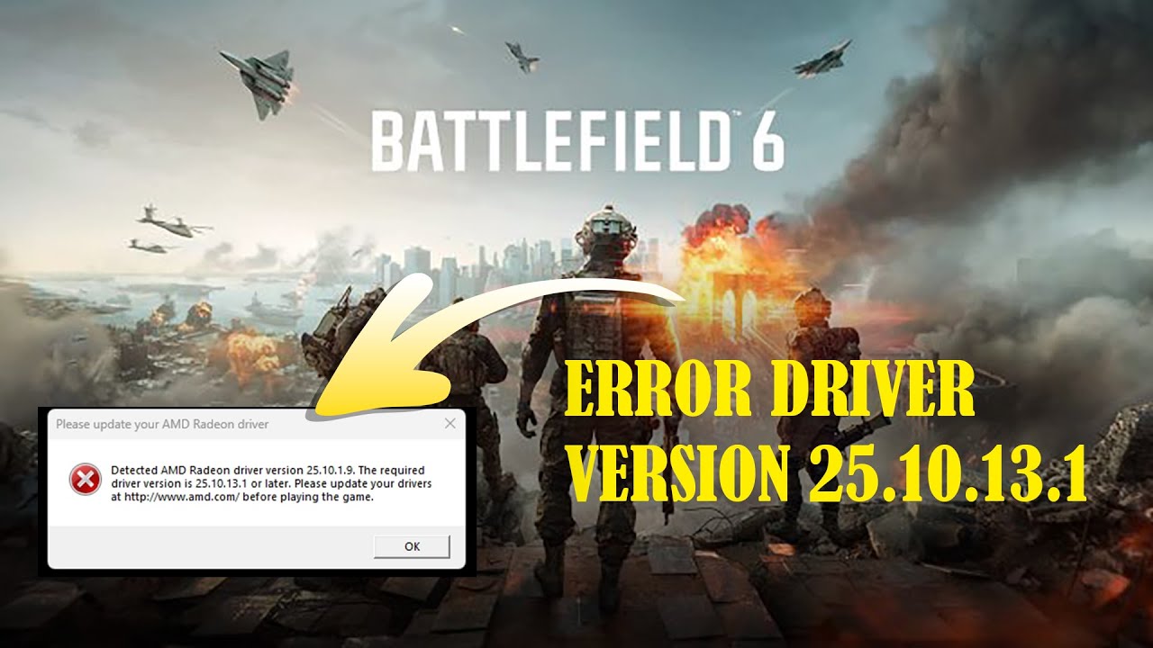 Como Resolver o Erro do DRIVER VERSION 25.10.13.1 Battlefield 6 | AMD RX580