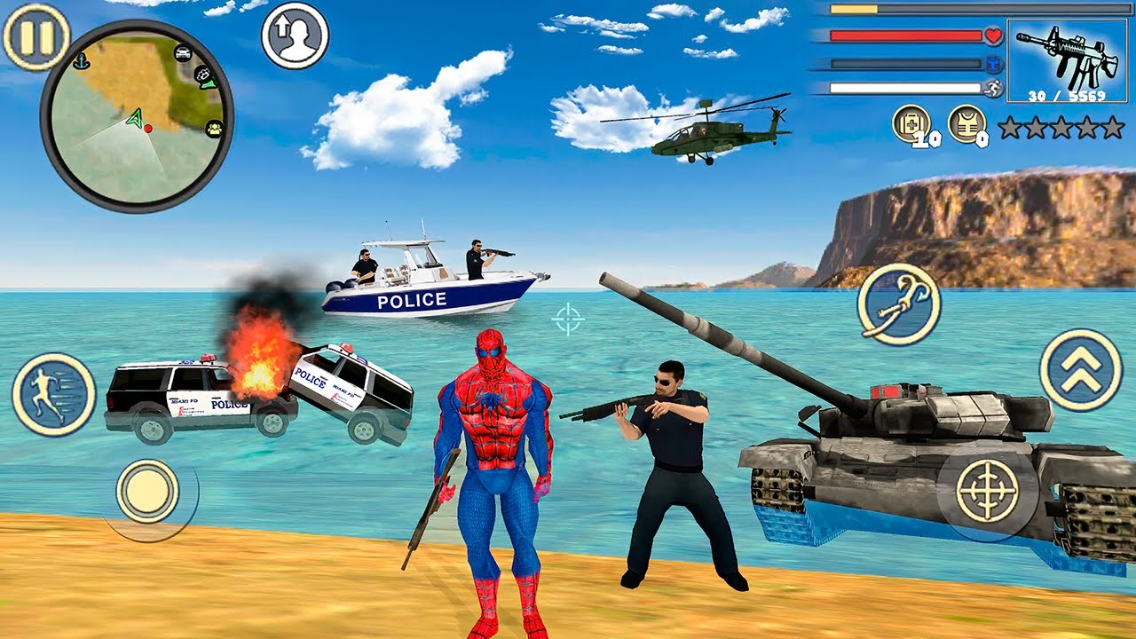 Spider Rope Hero Vice Town #12 - Rampage at Beach - Android Gameplay