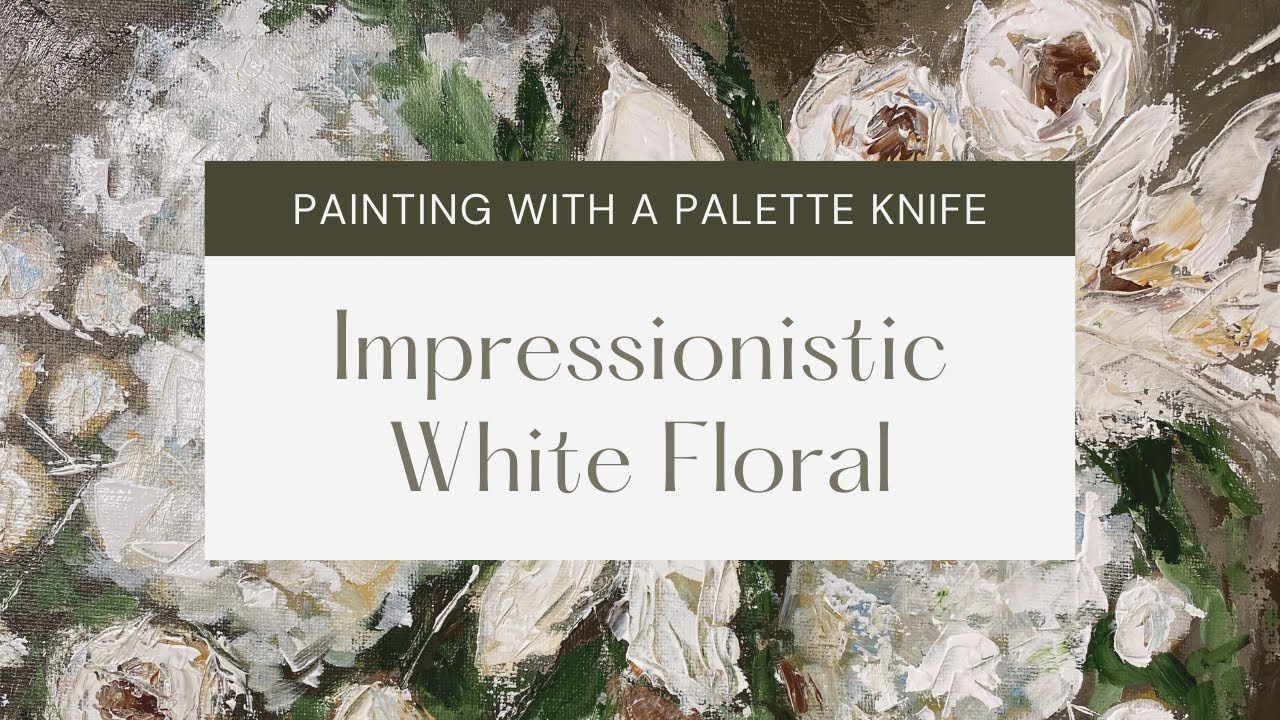 Palette Knife Painting | White Flowers In Acrylics | Painting Abstract Roses With A Palette Knife