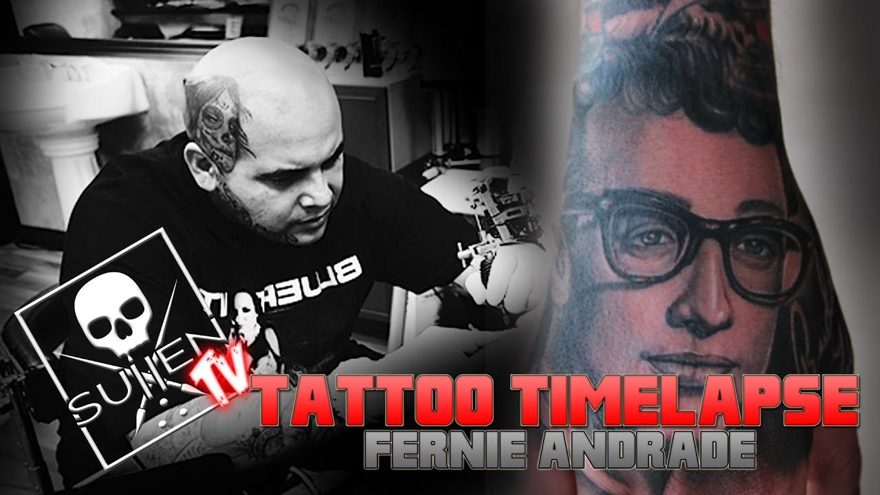 Tattoo Time Lapse - Fernie Andrade - Tattoos Buddy Holly Portrait