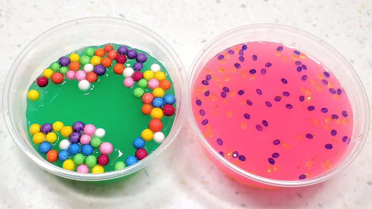 DIY Green and Pink Slime Making and ASMR Slime Playing