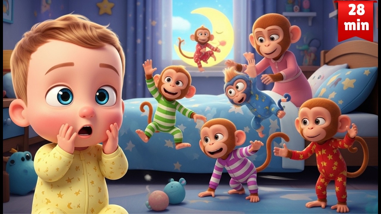 Five Little Monkeys | Five Little Monkeys Nursery Rhymes for Kids | LITTLE LOVELIES