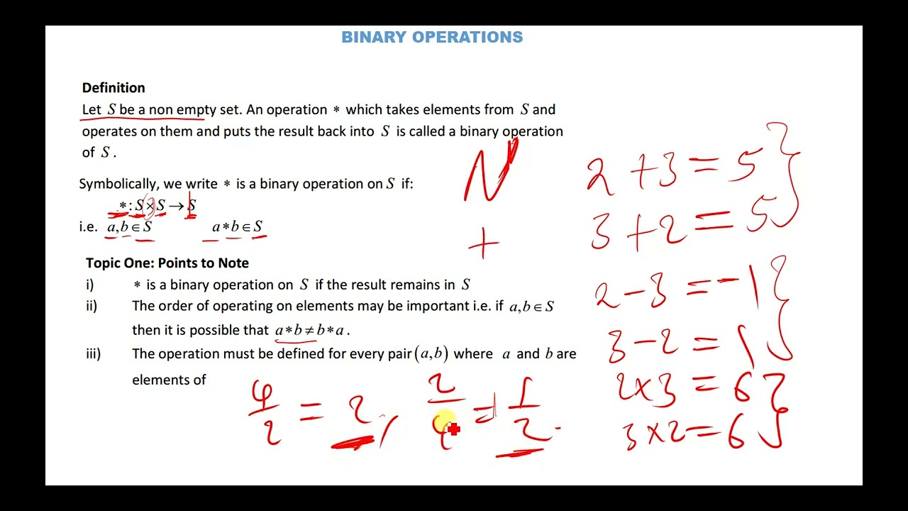 LECTURE 5 BINARY OPERATIONS