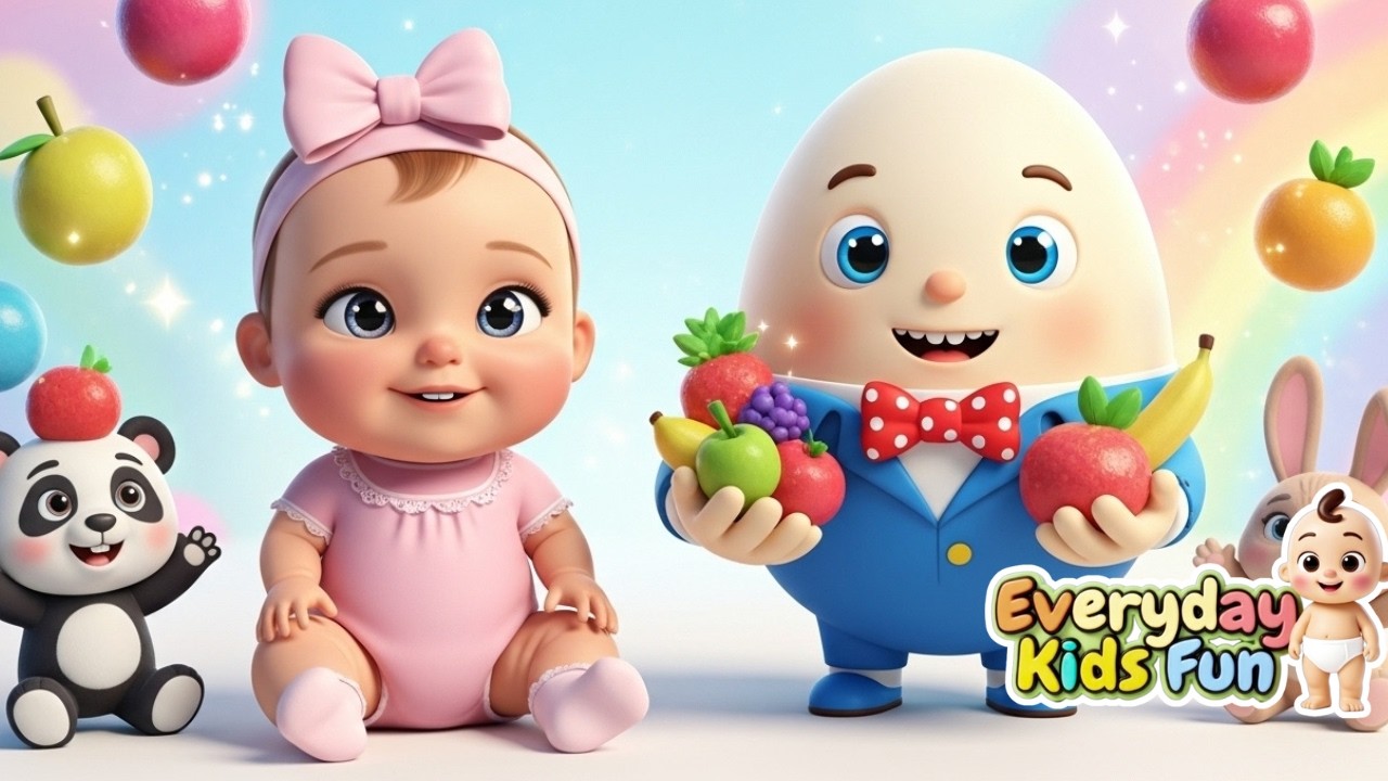 Humpty, Panda & Baby 👶🍎 | Fruit Song 🎵 | Kids Songs & Nursery Rhymes