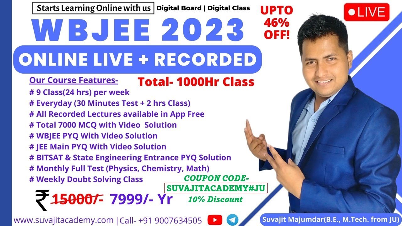 WBJEE 2023 Online Live + Recorded Class | Teachers Day Special Instant 10% Coupon Code Discount