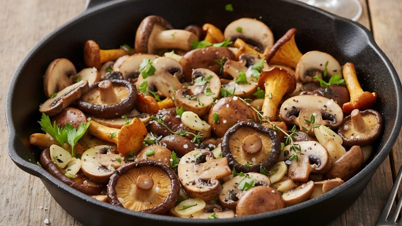 Pilzpfanne. Weihnachliches Rezept 
