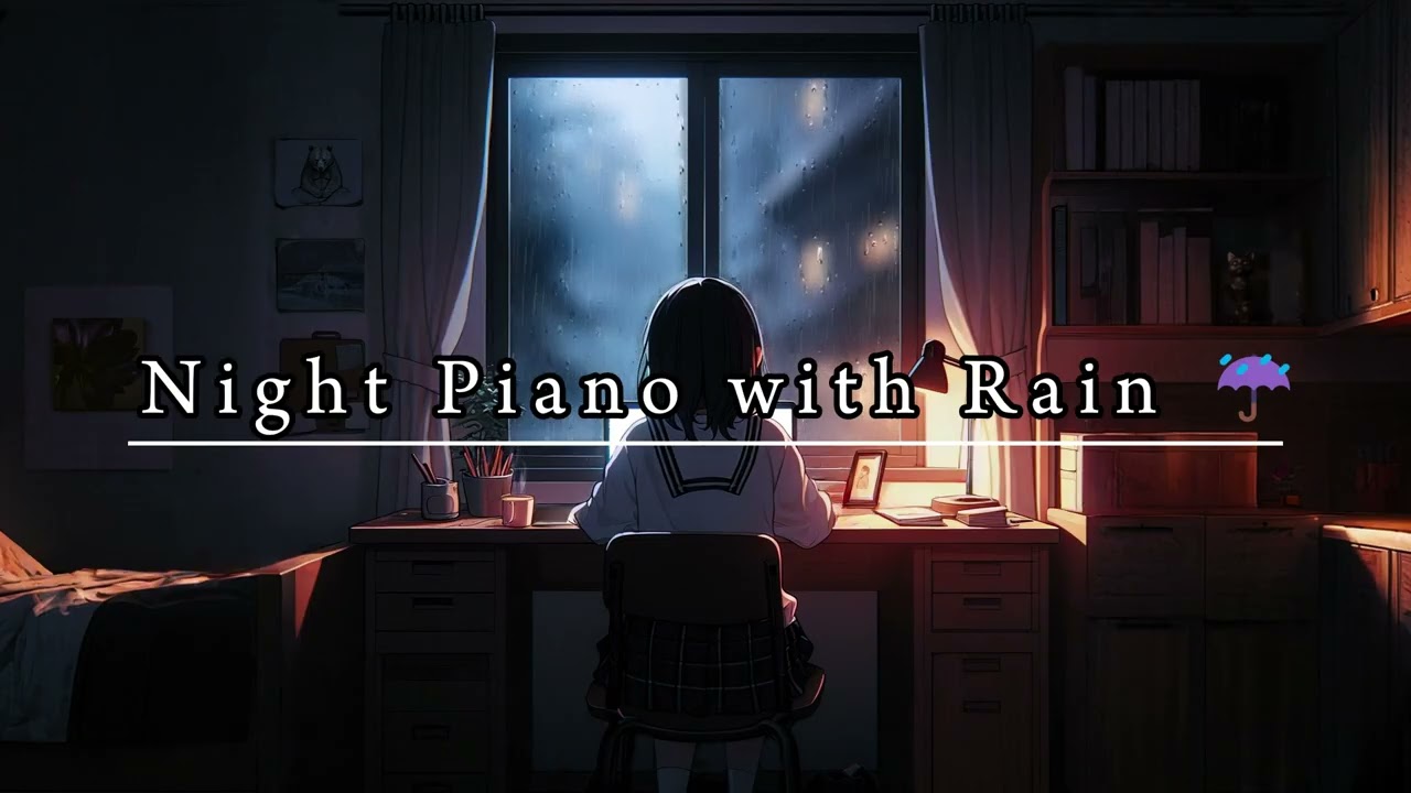 Night Piano Atmosphere ☔ Relaxing Piano with Rain for Deep Sleep and Relaxation