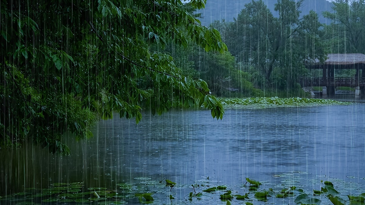 Sleep Instantly with Gentle Rain on Peaceful Forest Lake | ASMR Relaxing Rain