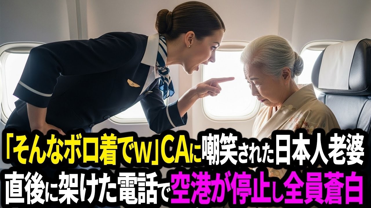 「そんなボロ着でファーストクラスってw」CAに嘲笑された日本人老婆。直後、静かにかけた一本の電話で空港が停止し全員が土下座した【面白きかな人生】