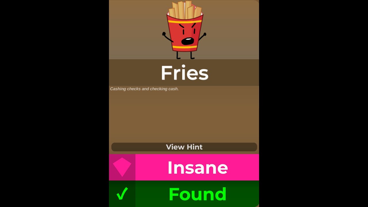 How to get Fries in Find the bfb Characters