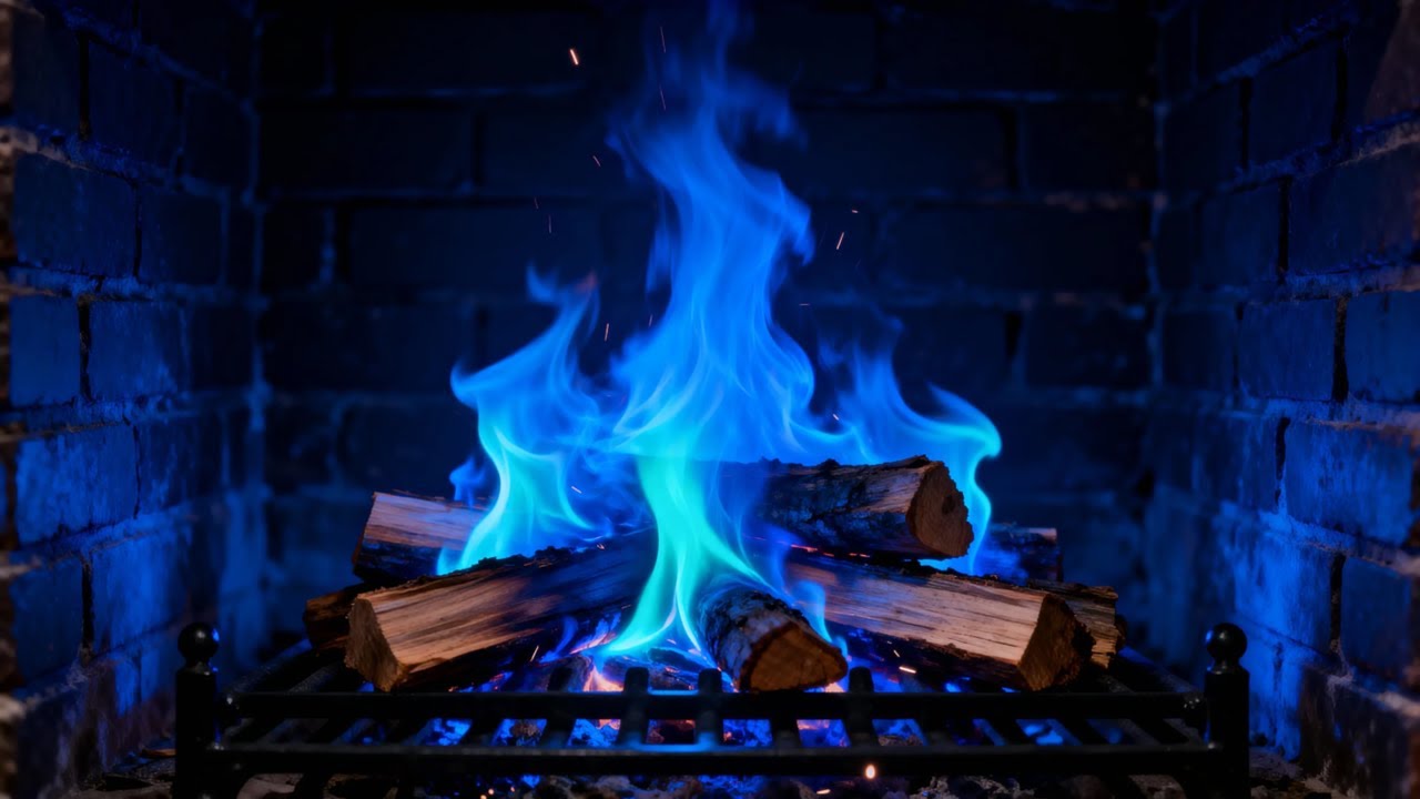 Blue Flame Fireplace LIVE 🔵 Calm & Cozy Ambience for Night Relaxation