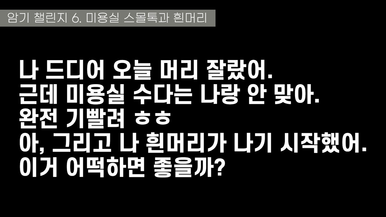 암기 챌린지 6. 미용실 스몰톡과 흰머리