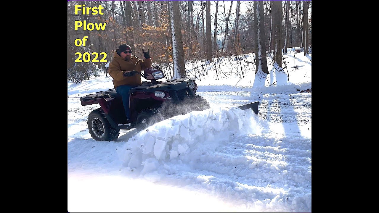 Snow Plowing - Polaris Sportsman 570SP with Glacier Plow