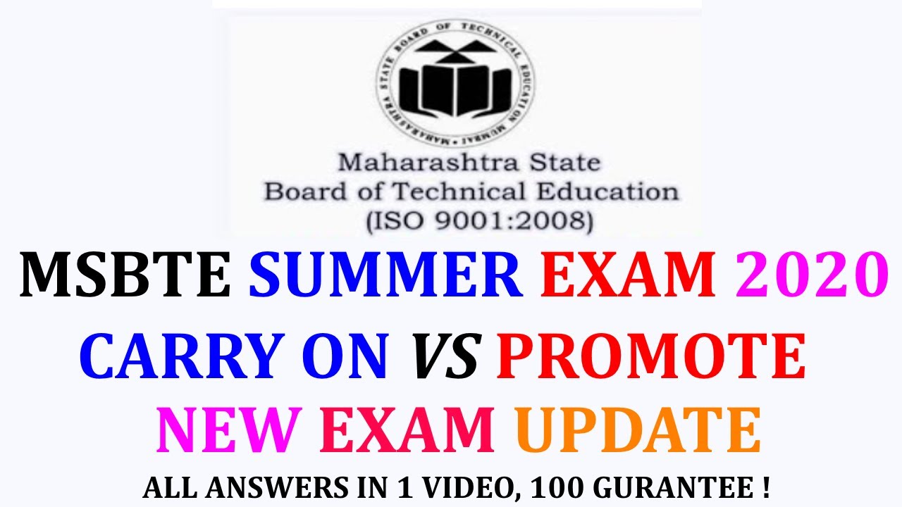 MSBTE SUMMER EXAM 2020 | CARRY-ON VS PROMOTE | LATEST MSBTE UPDATE IN HINDI