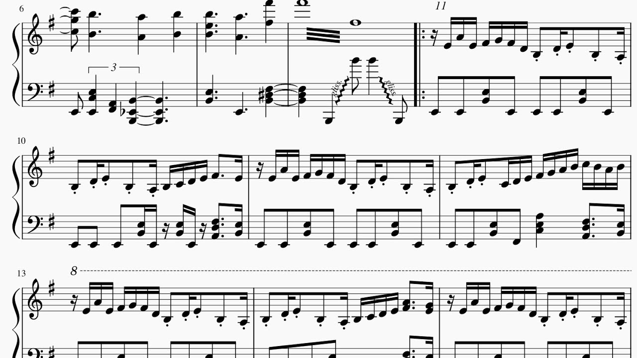 FogBeast Battle (Xenoblade DE) Piano Sheet Music - 霧乃獣(ゼノブレイドDE)ピアノ