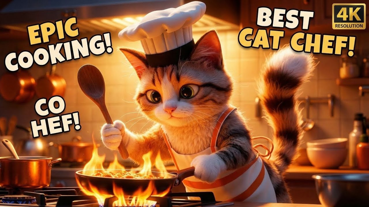 Cute Chef Cat Cooking in Kitchen 😺 #cat #chef #viral #trending #foryou #usa #ytshorts #funny #viral 