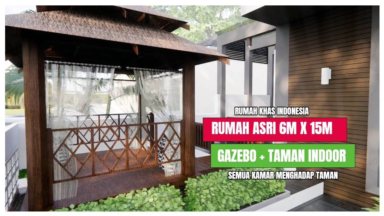 Bikin iri!! Rumah ini asri banget. Ada Gazebo di depan dan semua kamar menghadap ke taman indoor.