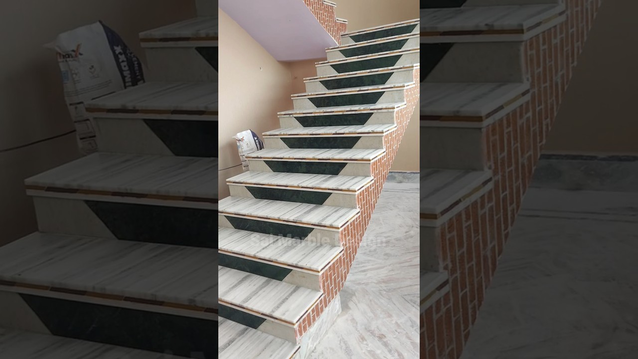 latest stairs design granite and marble #stairs #staircase #marble #granite #shorts
