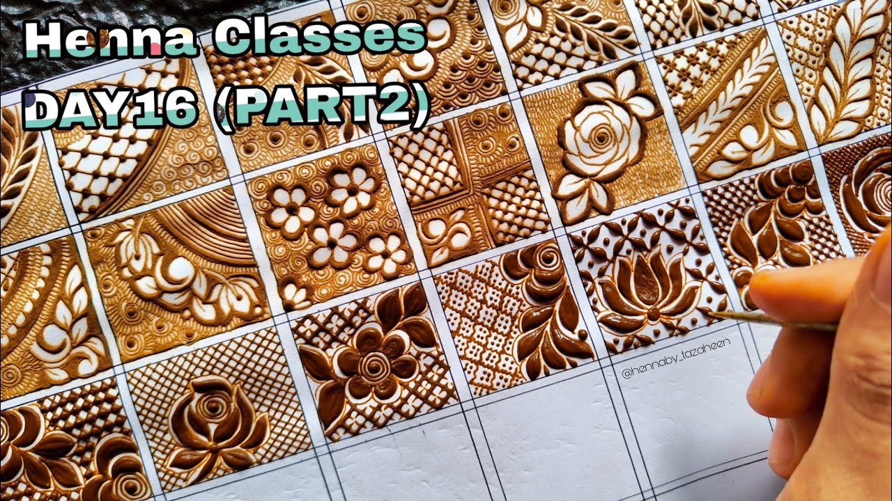 Tazaheen Henna Classes Day 16 (PART2) ||Learn Detailed Henna with Tazaheen Henna Classes 2023