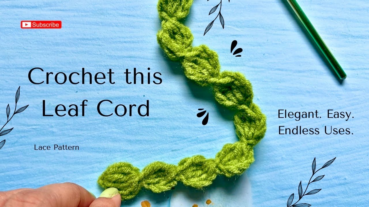 How to Crochet a Leaf Cord 🍃 | Easy & Elegant Leaf Chain Lace Pattern for Bookmarks, Straps & Charms