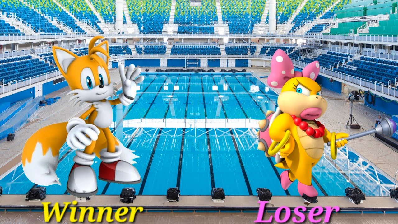 Mario & Sonic Rio 2016 Wendy Loses to Tails in Swimming 100m Freestyle
