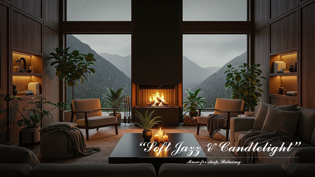 Soft Jazz & Candlelight | Rainy Evening in the Mountains