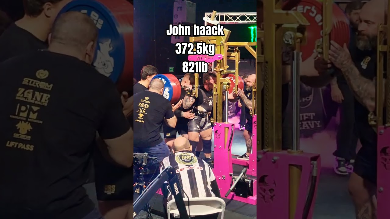 John Haack - 372.5kg/821lb high bar squat CLASH OF TITANS IV