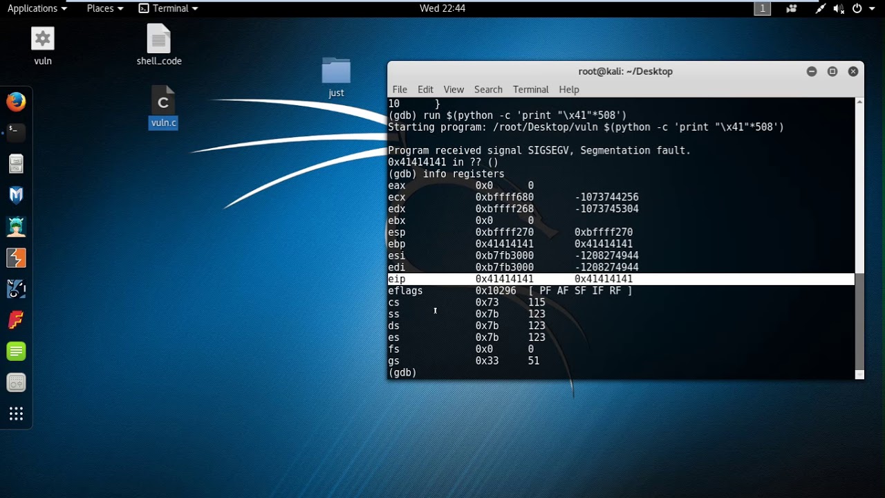 buffer overflow tutorial in kali linux to execute shell command