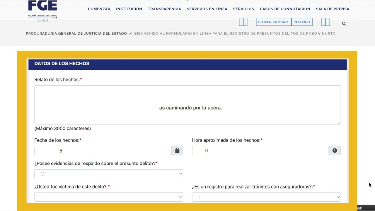 Denuncia en l&iacute;nea delitos de robo y hurto