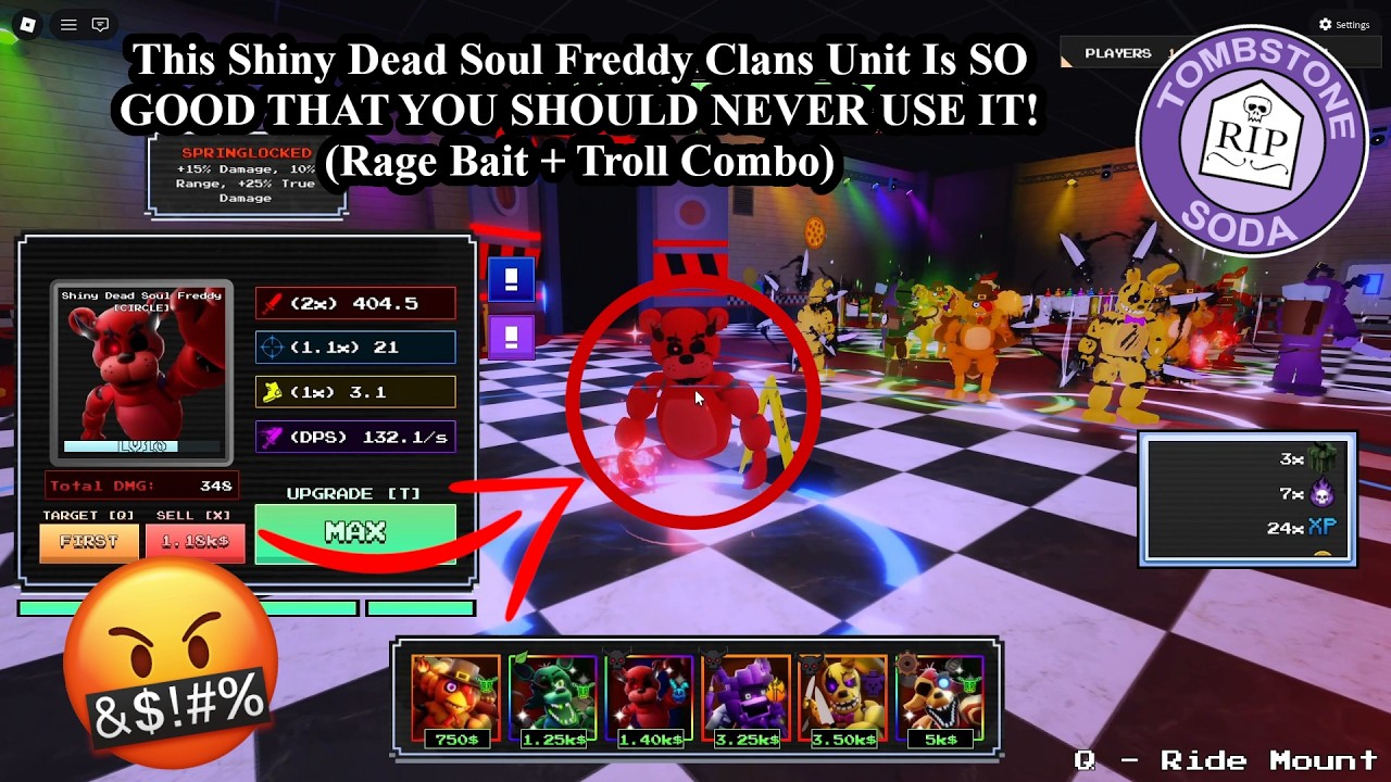 SHOWCASING THE NEW SHINY DEAD SOUL FREDDY Clans Unit In Five Nights TD 2! (No Bueno Unit)
