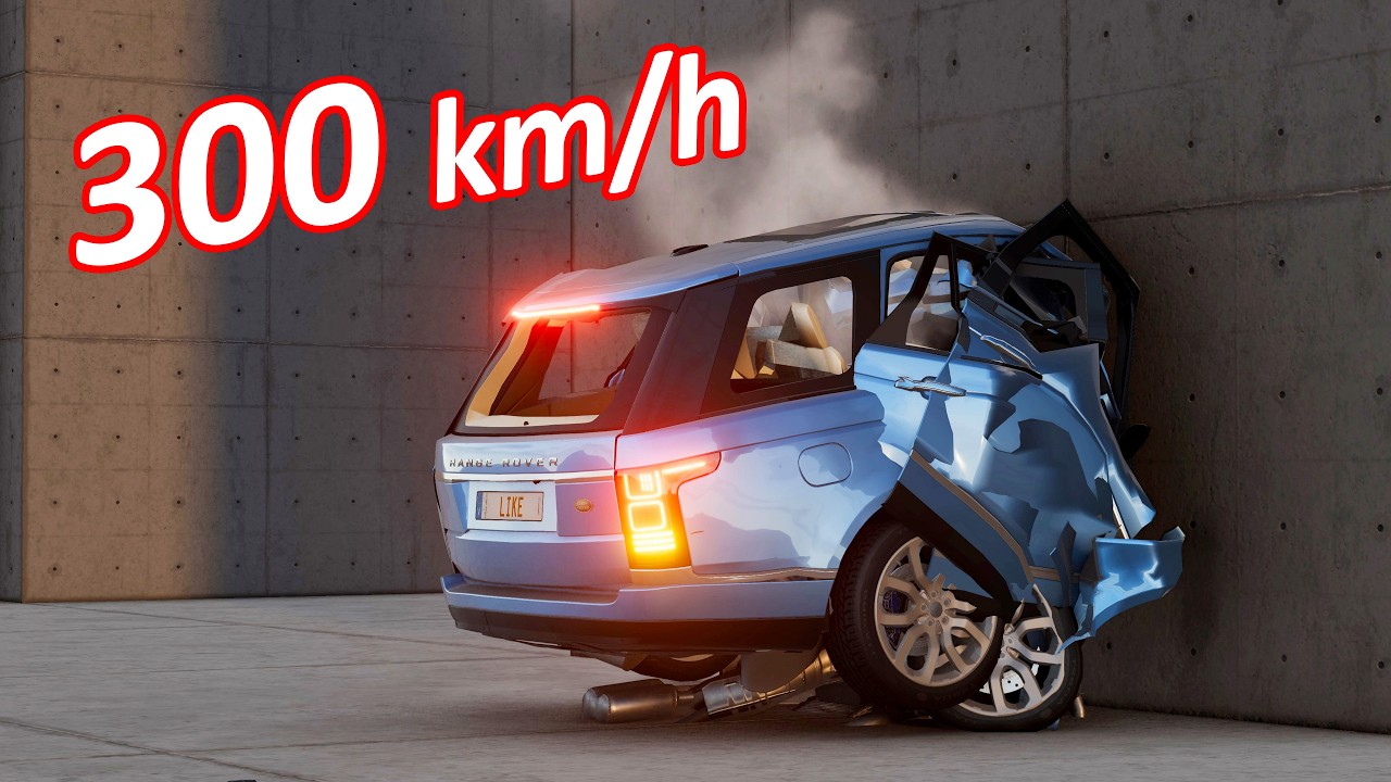 Range Rover Luxury SUVs vs Wall - BeamNG Crash Test