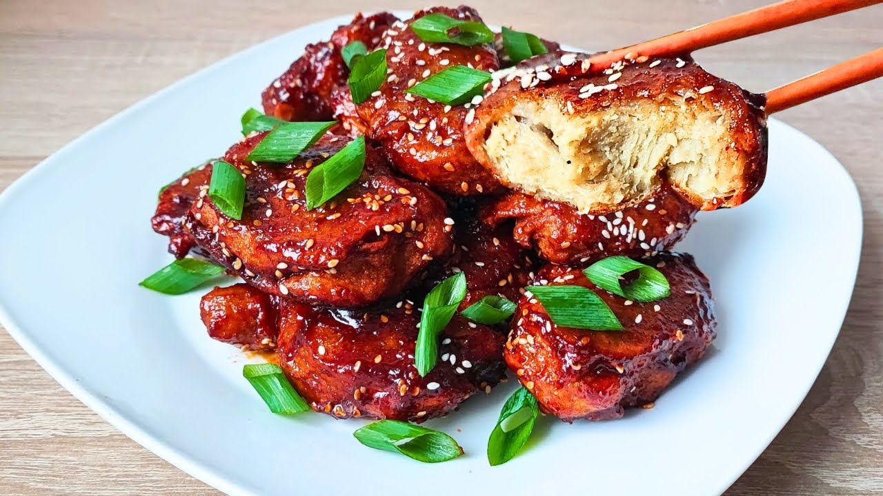 Vegan KFC Korean Fried Chick'n (Seitan): Unbelievably Good and Easy! No-Knead Wash-Flour Seitan