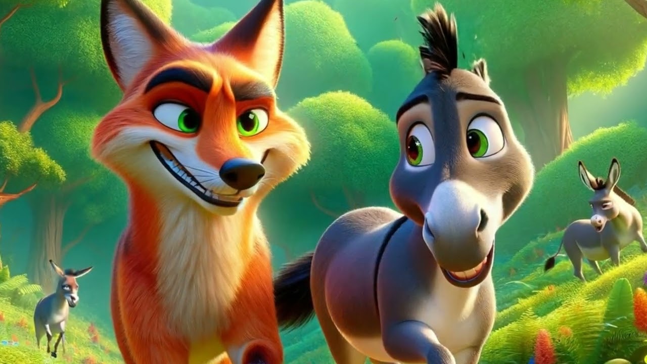من أشهر قصص كليلة ودمنة | الحمار المغفل و الأسد و ابن آوى animals story for kids|kalila and dimna