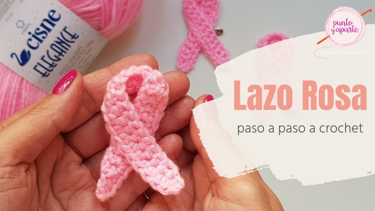 Cómo tejer el LAZO ROSA A CROCHET . Prevención Cáncer de Mama